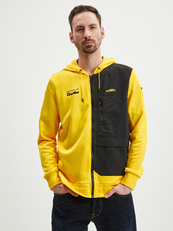 Puma Čierno-žltá pánska mikina Puma Porsche s kapucňou na zips