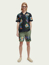 Scotch & Soda Tmavozelené pánske vzorované šortky Scotch & Soda