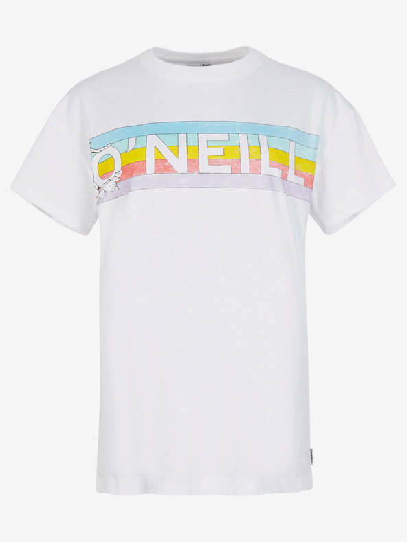 O'Neill Biele dámske tričko O'Neill CONNECTIVE GRAPHIC LONG TSHIRT s potlačou
