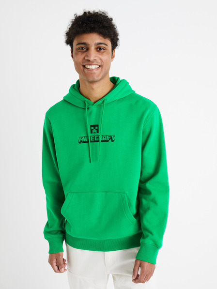 Celio Zelená pánska mikina Celio Minecraft