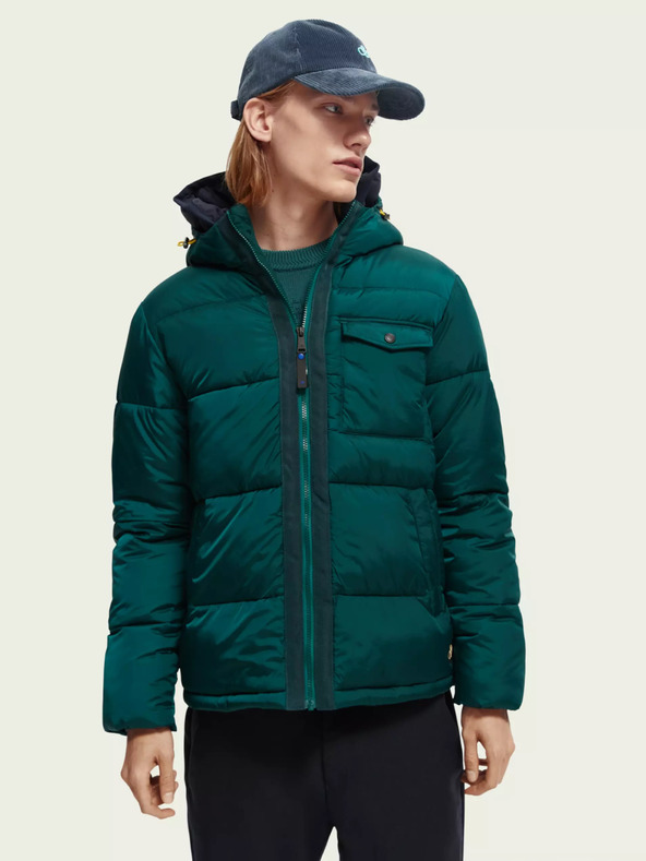 Scotch & Soda Tmavozelená pánska zimná bunda Scotch & Soda