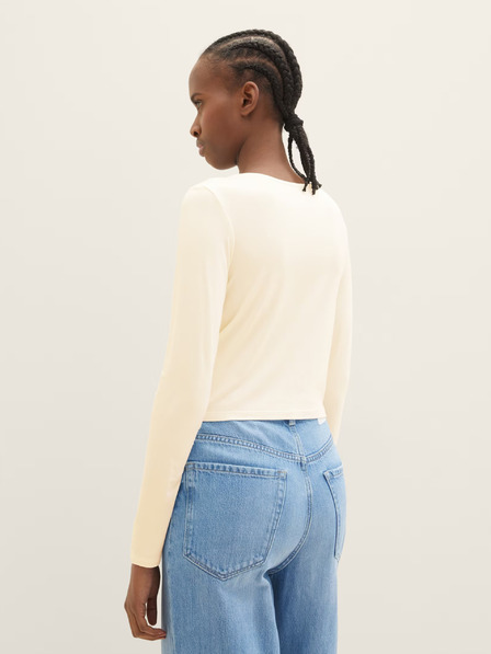 Tom Tailor Denim Krémové dámske nadrozmerné tričko Tom Tailor Denim
