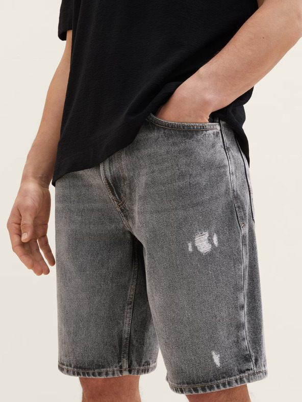 Tom Tailor Denim Šedé pánske džínsové šortky Tom Tailor Denim