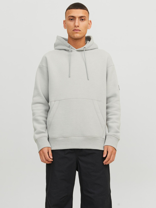Jack & Jones Svetlosivá pánska mikina Jack & Jones Classic s kapucňou