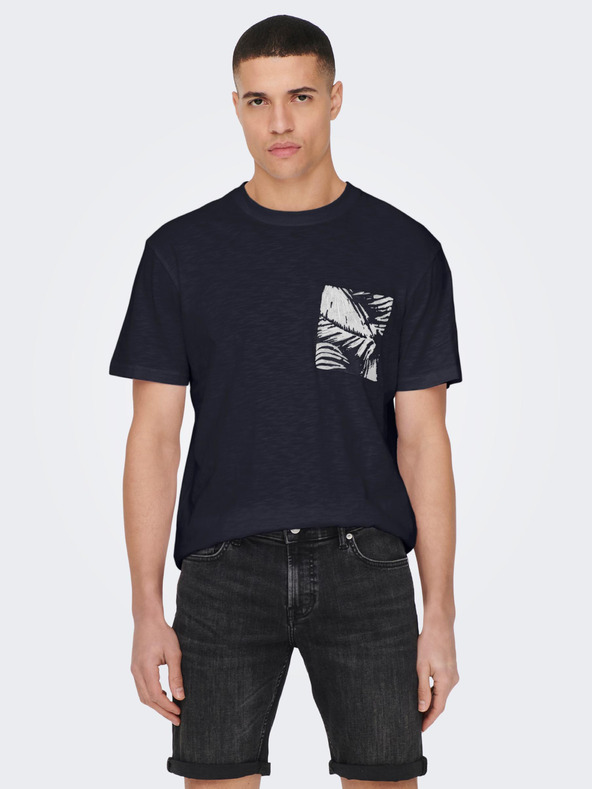 ONLY & SONS Tmavomodré pánske tričko ONLY & SONS Perry