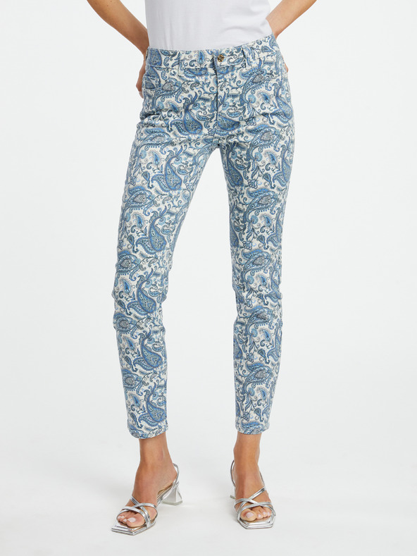 Orsay Modré dámske vzorované slim fit džínsy ORSAY