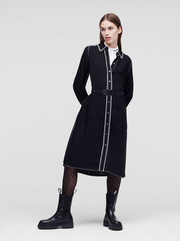 Karl Lagerfeld Čierne košeľové šaty KARL LAGERFELD