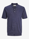 Jack & Jones Tmavomodrá pánska pletená polokošeľa s plátnom Jack & Jones Igor