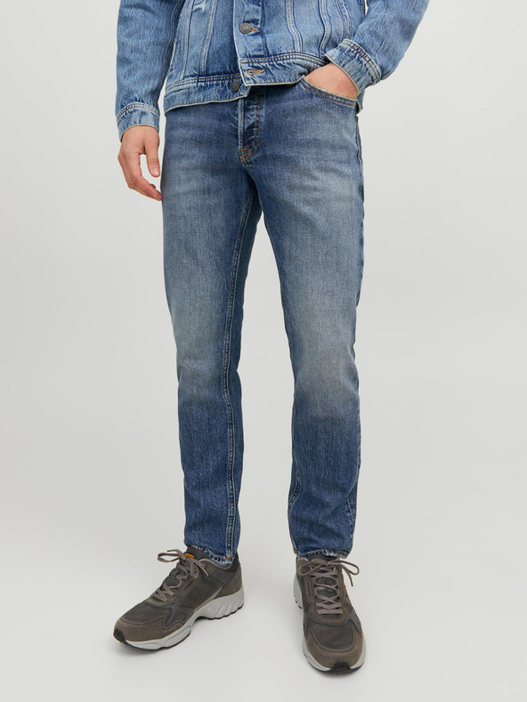 Jack & Jones Modré pánske džínsy rovného strihu Jack & Jones Tim