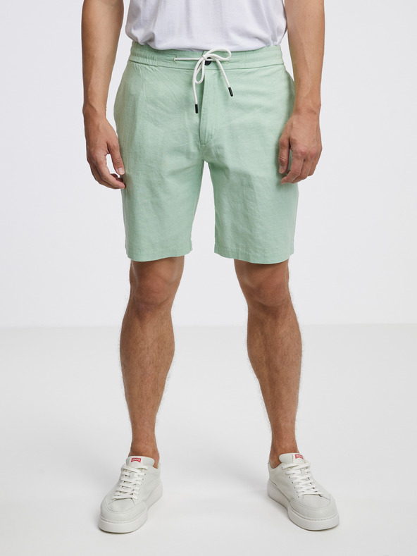 Tom Tailor Denim Svetlozelené pánske plátenné šortky Tom Tailor Denim