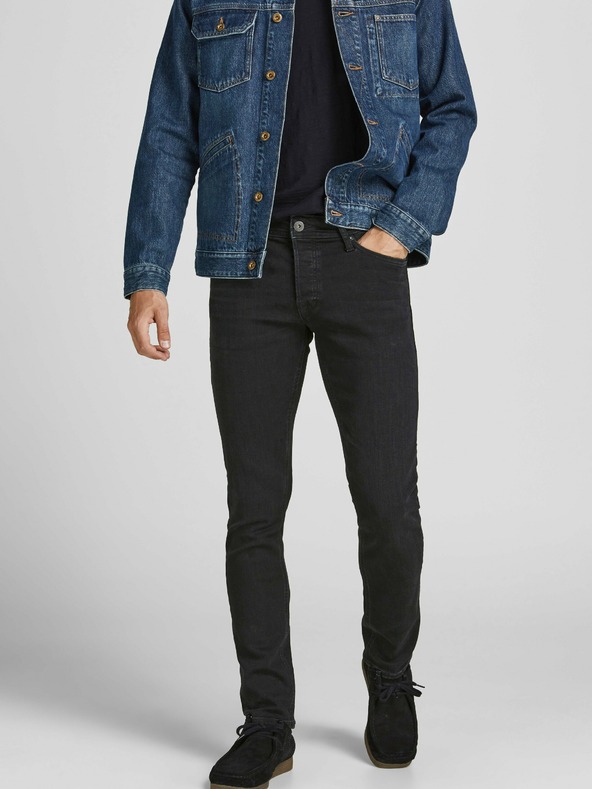 Jack & Jones Čierne slim fit džínsy Jack & Jones Glenn