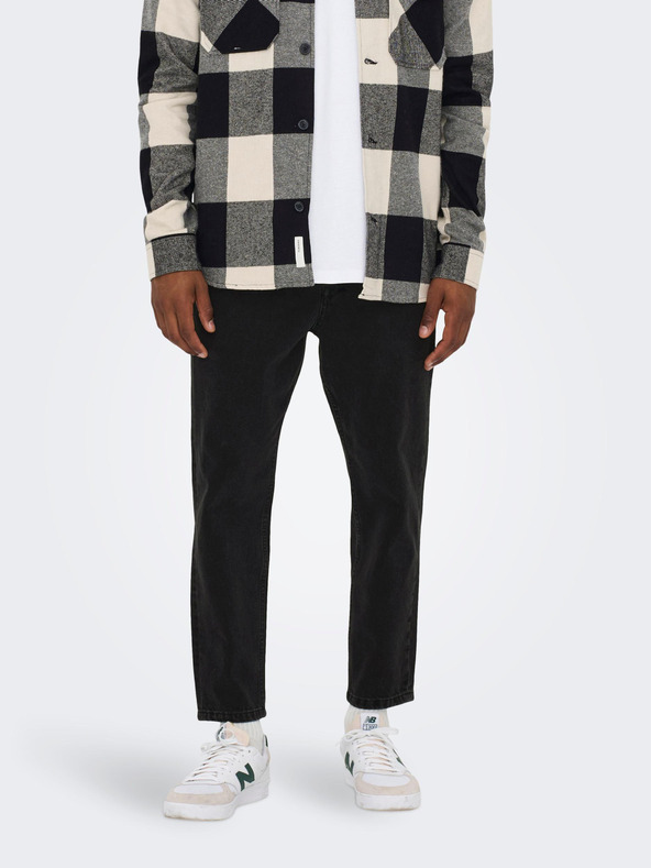 ONLY & SONS Čierne skrátené straight fit džínsy ONLY & SONS Avi