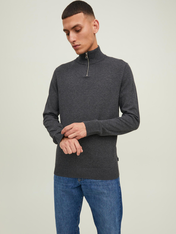 Jack & Jones Tmavosivý pánsky sveter Jack & Jones Emil