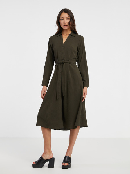 ONLY Khaki dámske košeľové midi šaty ONLY Martina