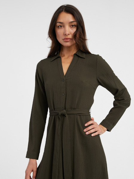 ONLY Khaki dámske košeľové midi šaty ONLY Martina