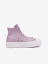 Converse Svetlo fialové dámske kožené členkové tenisky na platforme Converse Chuck Taylor All Star Lift
