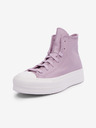 Converse Svetlo fialové dámske kožené členkové tenisky na platforme Converse Chuck Taylor All Star Lift