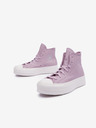 Converse Svetlo fialové dámske kožené členkové tenisky na platforme Converse Chuck Taylor All Star Lift