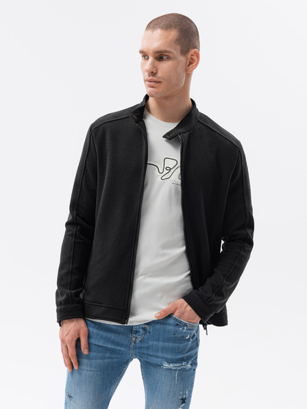 Ombre Clothing Čierna pánska mikina na zips Ombre Clothing