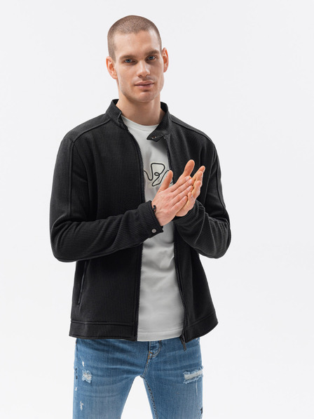 Ombre Clothing Čierna pánska mikina na zips Ombre Clothing