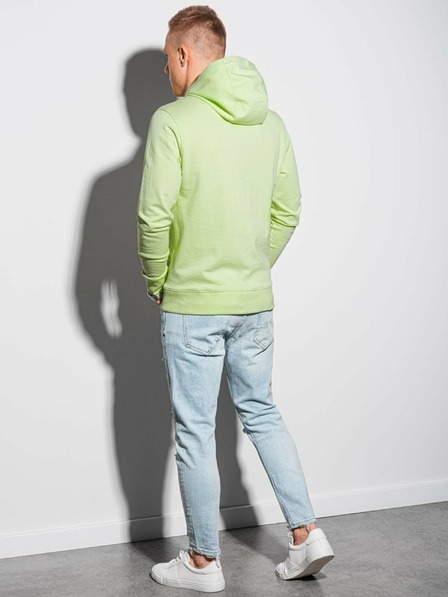 Ombre Clothing Svetlozelená pánska mikina s kapucňou B1154