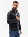 Ombre Clothing Čierna pánska zimná prešívaná bunda Ombre Clothing