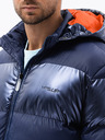 Ombre Clothing Tmavomodrá pánska prešívaná zimná bunda s kapucňou Ombre Clothing