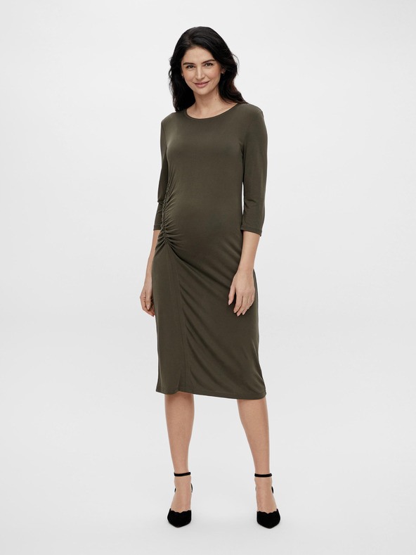 Mama.licious Khaki tehotenské midi šaty bez rukávov Mama.licious Ariella
