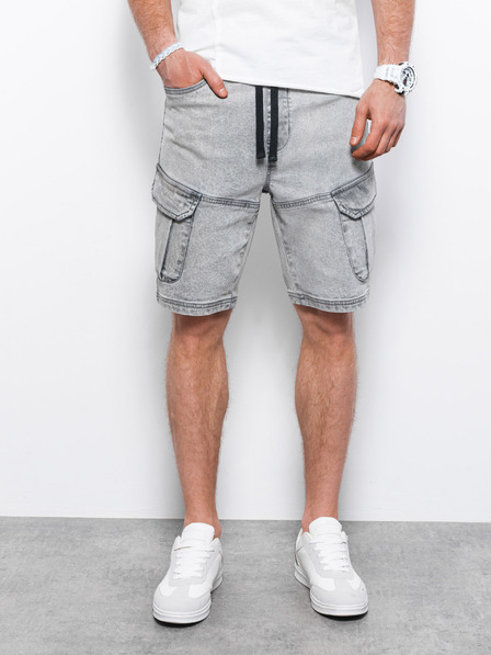 Ombre Clothing Svetlošedé pánske džínsové šortky Ombre Clothing W362