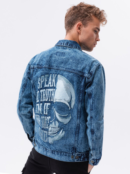 Ombre Clothing Modrá pánska džínsová bunda Ombre Oblečenie C525