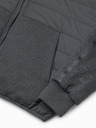 Ombre Clothing Tmavosivá pánska ľahká bunda s kapucňou Ombre Oblečenie