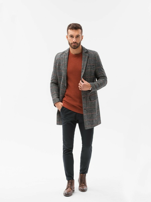 Ombre Clothing Čierny pánsky kabát C500