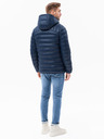 Ombre Clothing Pánska prešívaná bunda s kapucňou - tmavomodrá V3 C549