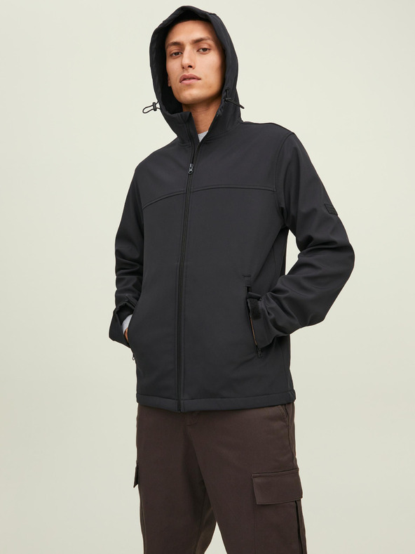 Jack & Jones Čierna ľahká bunda Jack & Jones Marvin na zips s kapucňou