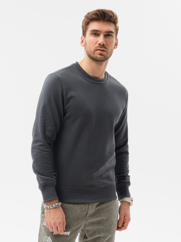 Ombre Clothing Tmavosivá pánska základná mikina Ombre Clothing B