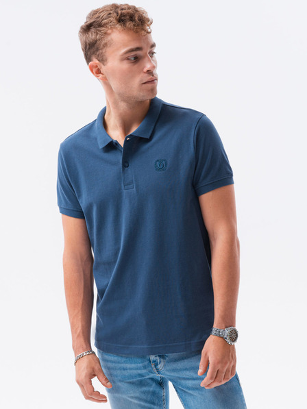 Ombre Clothing Tmavomodrá pánska základná polokošeľa Ombre Oblečenie