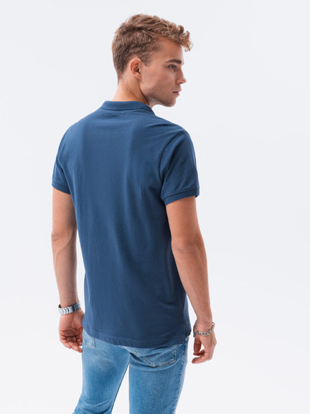 Ombre Clothing Tmavomodrá pánska základná polokošeľa Ombre Oblečenie