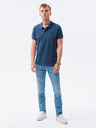 Ombre Clothing Tmavomodrá pánska základná polokošeľa Ombre Oblečenie