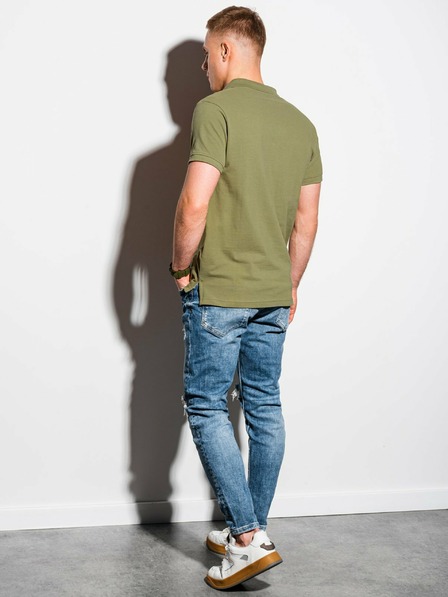 Ombre Clothing Khaki pánske základné polo tričko Ombre Clothing