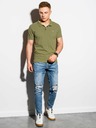 Ombre Clothing Khaki pánske základné polo tričko Ombre Clothing