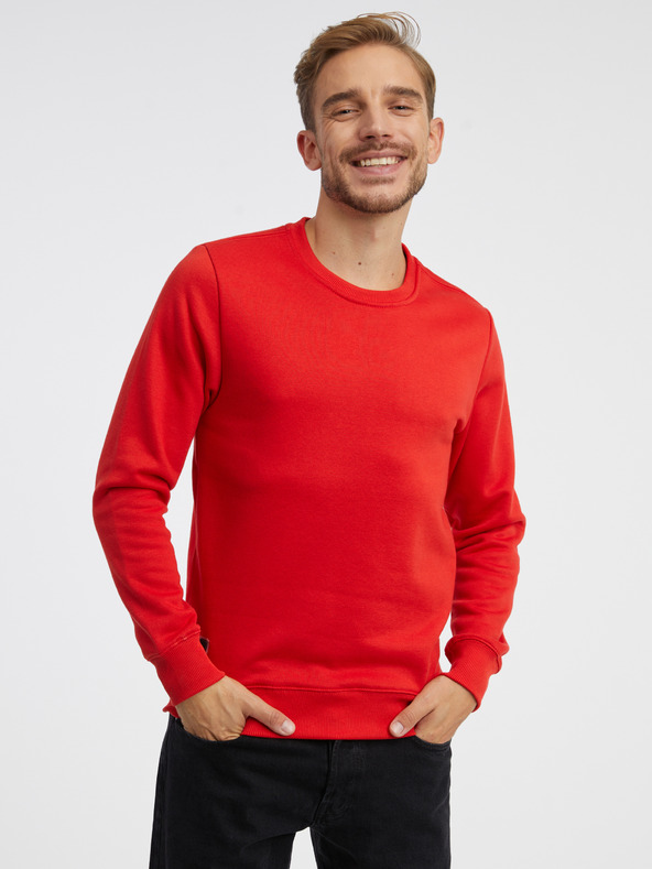 Ombre Clothing Červená pánska základná mikina Ombre Oblečenie