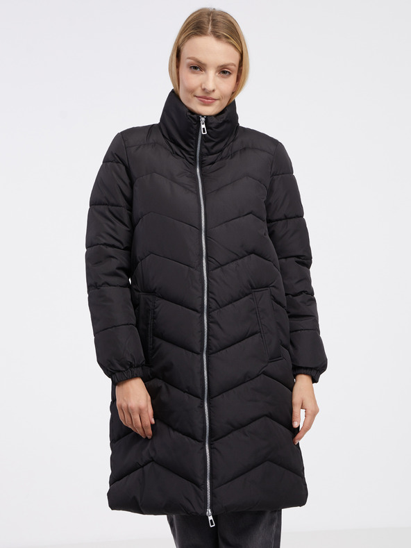 Vero Moda Čierny dámsky zimný prešívaný kabát VERO MODA Liga