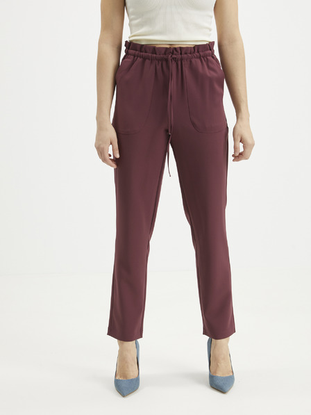 Vero Moda VERO MODA-Theressa bordové skrátené nohavice