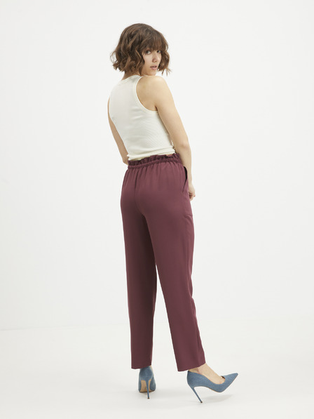 Vero Moda VERO MODA-Theressa bordové skrátené nohavice