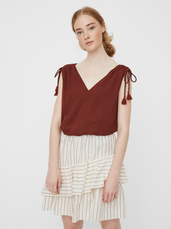 Vero Moda Hnedý voľný top VERO MODA Penelope
