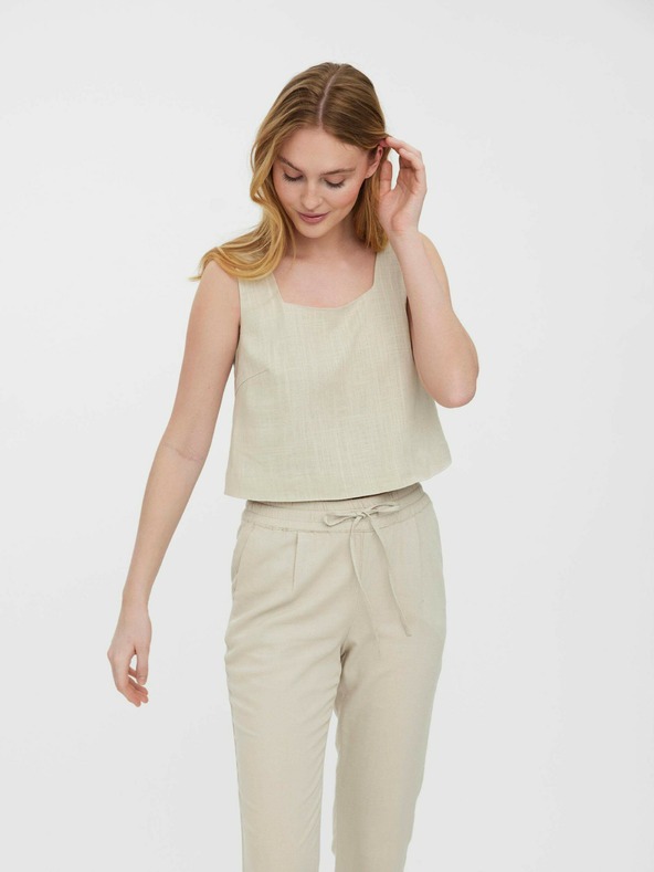 Vero Moda Béžové voľné skrátené tielko VERO MODA Josie