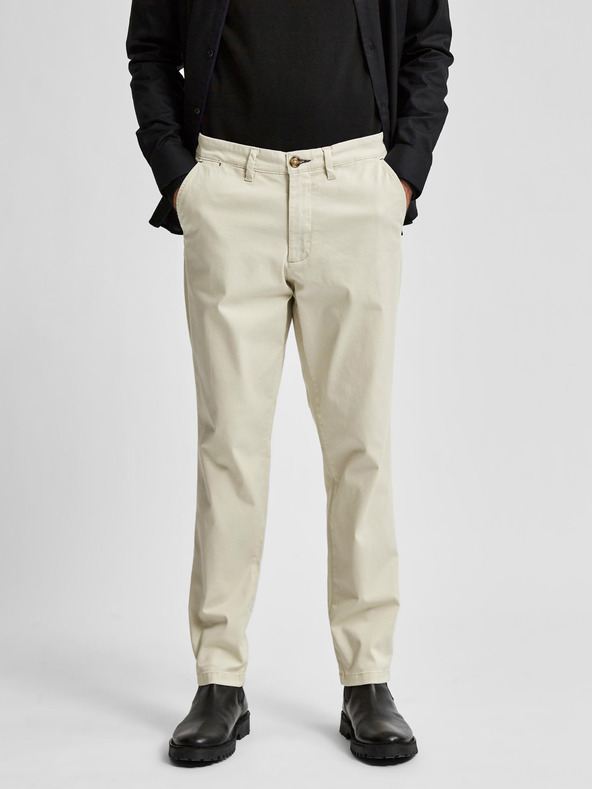 SELECTED Krémové chino nohavice Selected Homme Miles