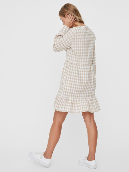 Vero Moda Bielo-béžové kockované šaty VERO MODA Kimi