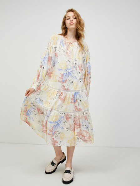 Vero Moda Krémové kvetinové midi šaty VERO MODA Sally