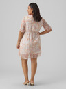Vero Moda Curve Oranžovo-biele dámske vzorované šaty VERO MODA CURVE Dora
